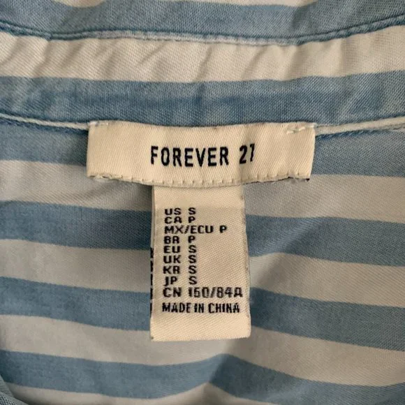 FOREVER 21 Stripes Button Up Long Sleeve Top - Picture 5 of 5